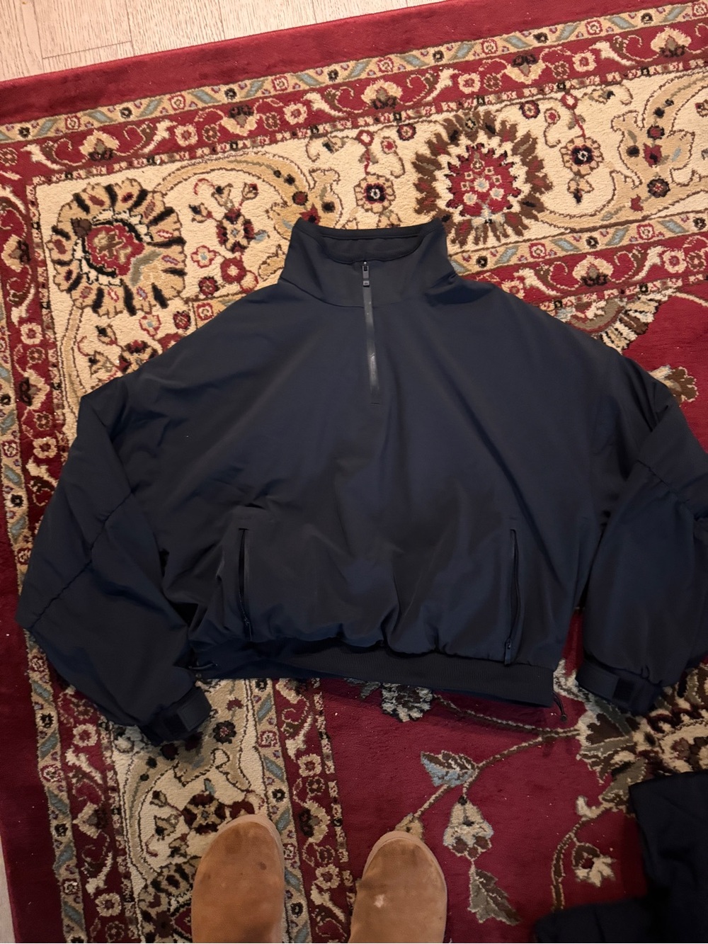 Alo Yoga Women's Black Half-Zip Pullover Jacket - fleece lined
